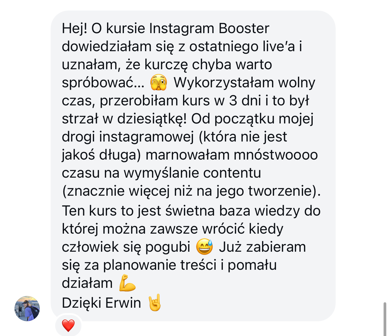 Opinia kursantki