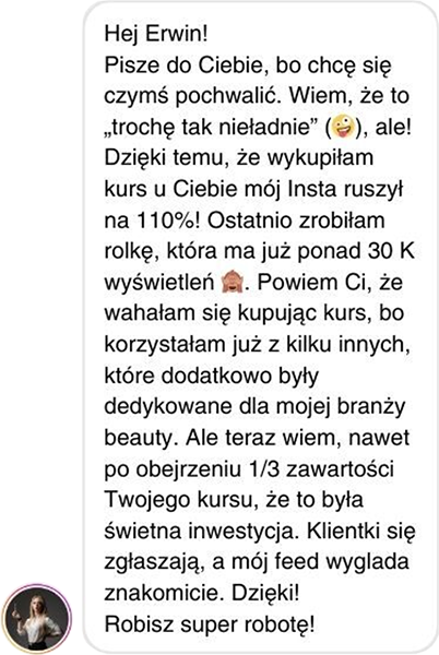 Opinia kursantki