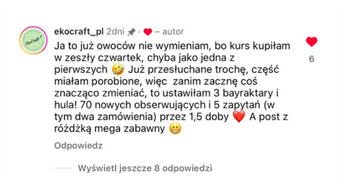 Opinia kursantki