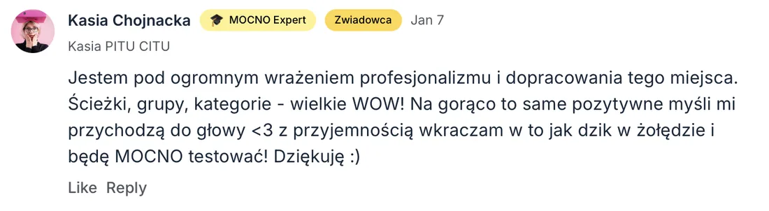 Opinia o bazie wiedzy MOCNO Clubu