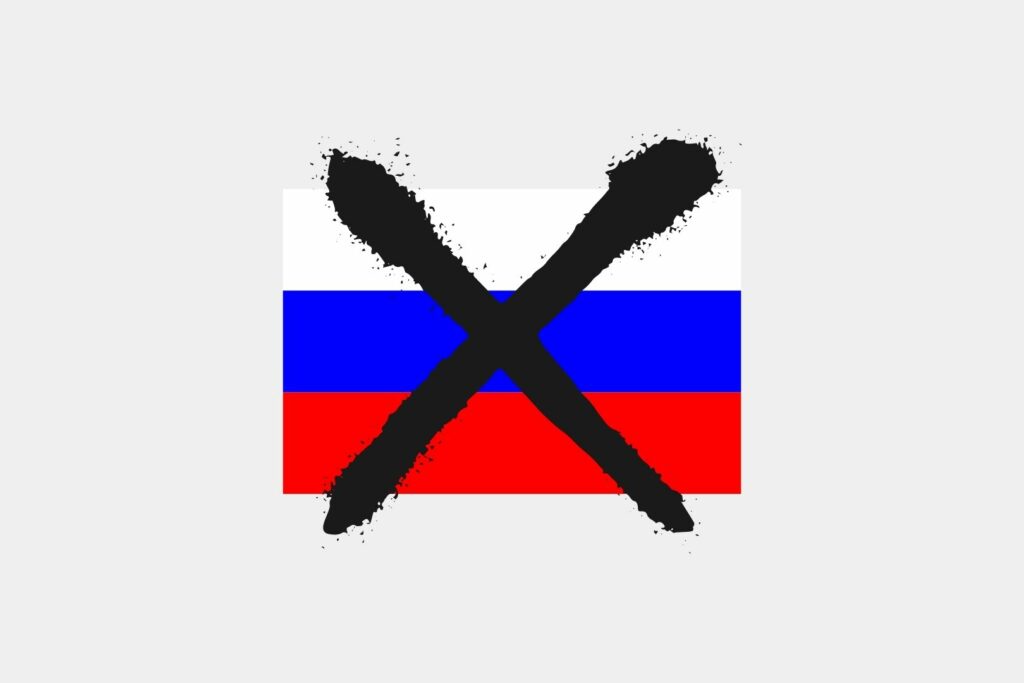 przekreslona flaga rosji w kontekscie spadku akcji netflixa